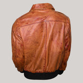 Distressed Bomber Brown Leather Jacket